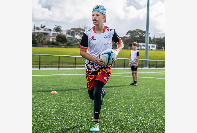 A male athlete at the NSW Rugby 7s Academy Camp, run by Sydney Catholic Schools in conjunction with Rugby NSW