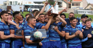 Patrician Brothers' Fairfield celebrate their NRL Schoolboy Cup win