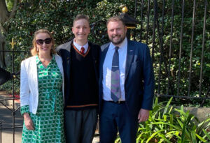 Archie Kingham with his parents after the 2023 NSW Youth Community Service Awards.