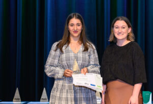 Emma Ayoub receives her award at the 2024 MLWP Work Placement Awards.