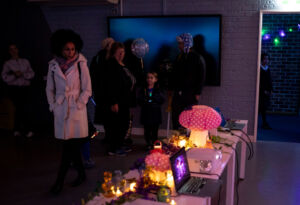 A display featuring glowing mushrooms at Domremy's College's festival of light.