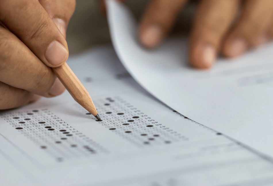 Photo showing a student completing an exam