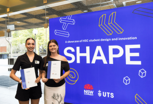 A photo of Pyper Paszyn and Angelina Sanfilippo celebrate being included in SHAPE 2026 for their outstanding projects