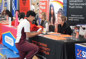 A photo of a Holy Spirit Lakemba students visits a university stall at the Careers Enrichment Day